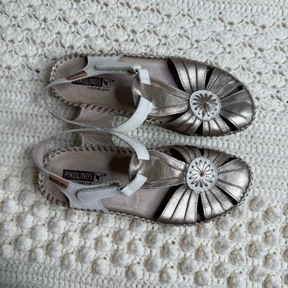 NEW PIKOLINOS Women's 38 Puerto Vallarta Leather Woven Strappy Sandal Shoes - Picture 9 of 10